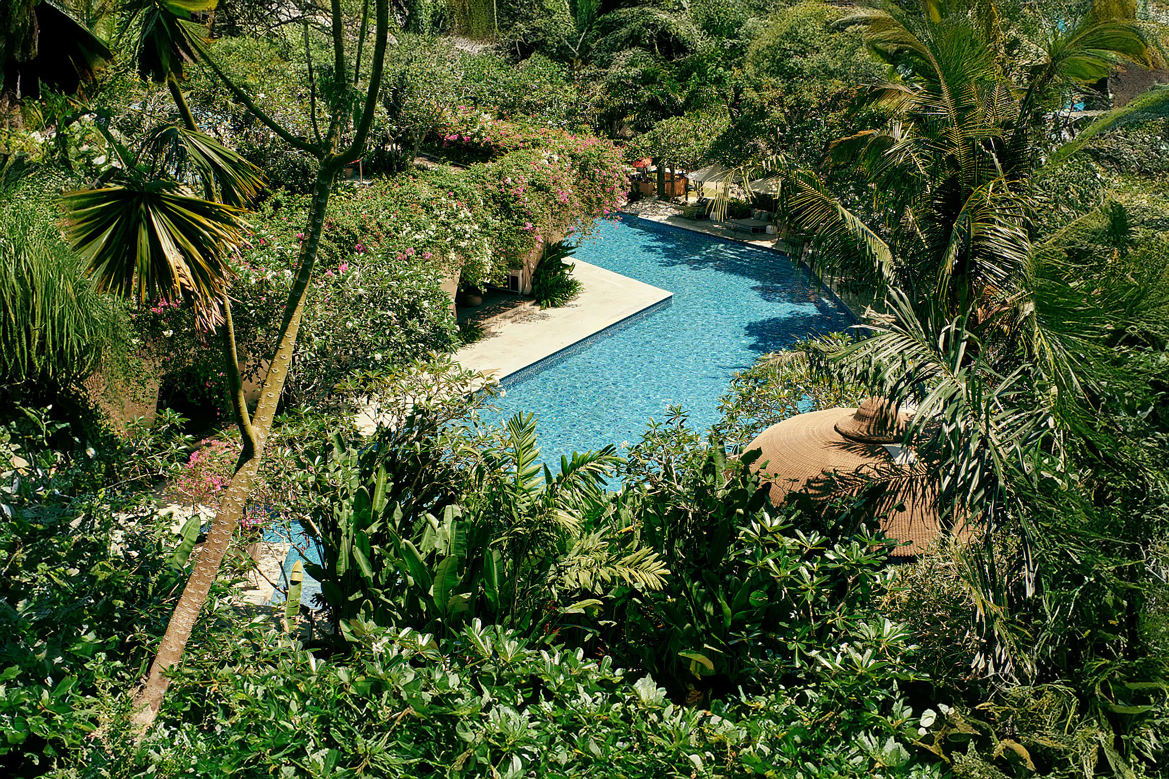 RIMBA by AYANA Bali — winding pool through the jungle canopy