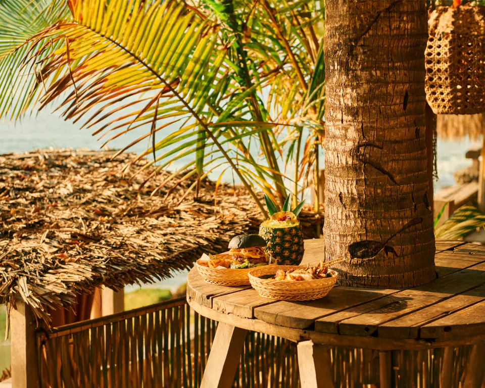 Bamboo interior of Kubu Beach Club