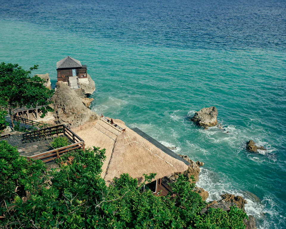 Spa villa resting on the rocky cliffs