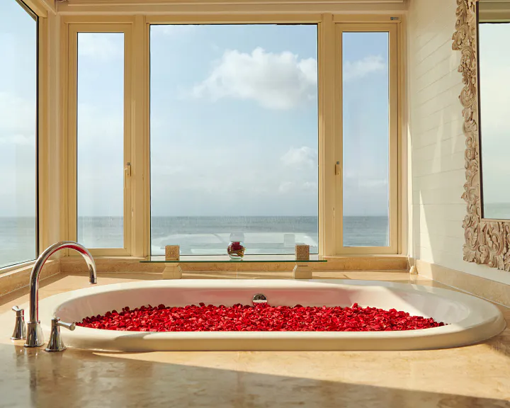 Waves against the glass walls