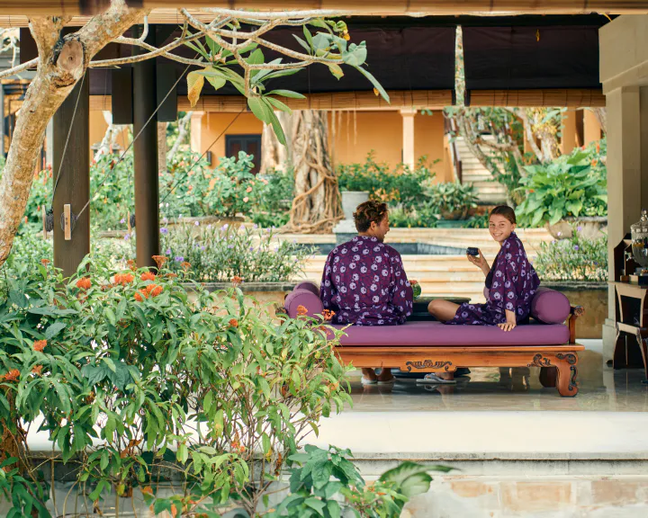 Garden pathways through the resort