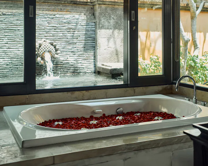 Flower bath by the window