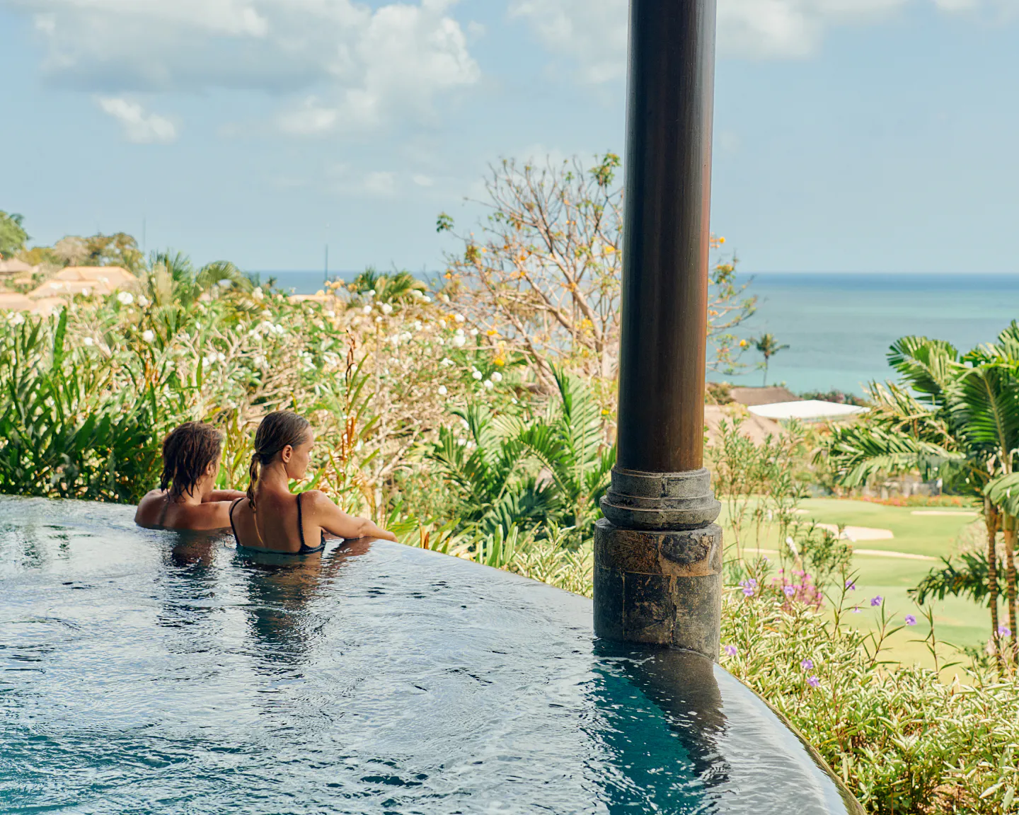 Gazing at the distant horizon from the pool